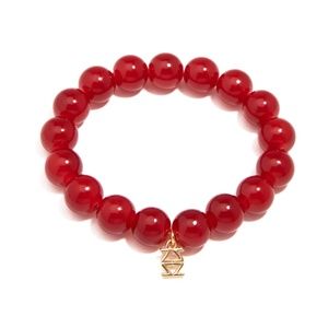 Red Glass Bead stretch bracelet